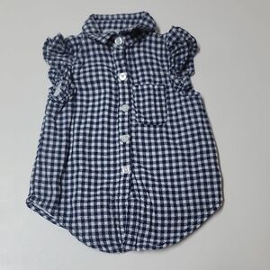 Cat & Jack Navy and White Gingham Button Down Shirt 💙